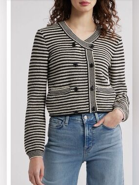 Frame The Court Double Breasted Cardigan Medium B08